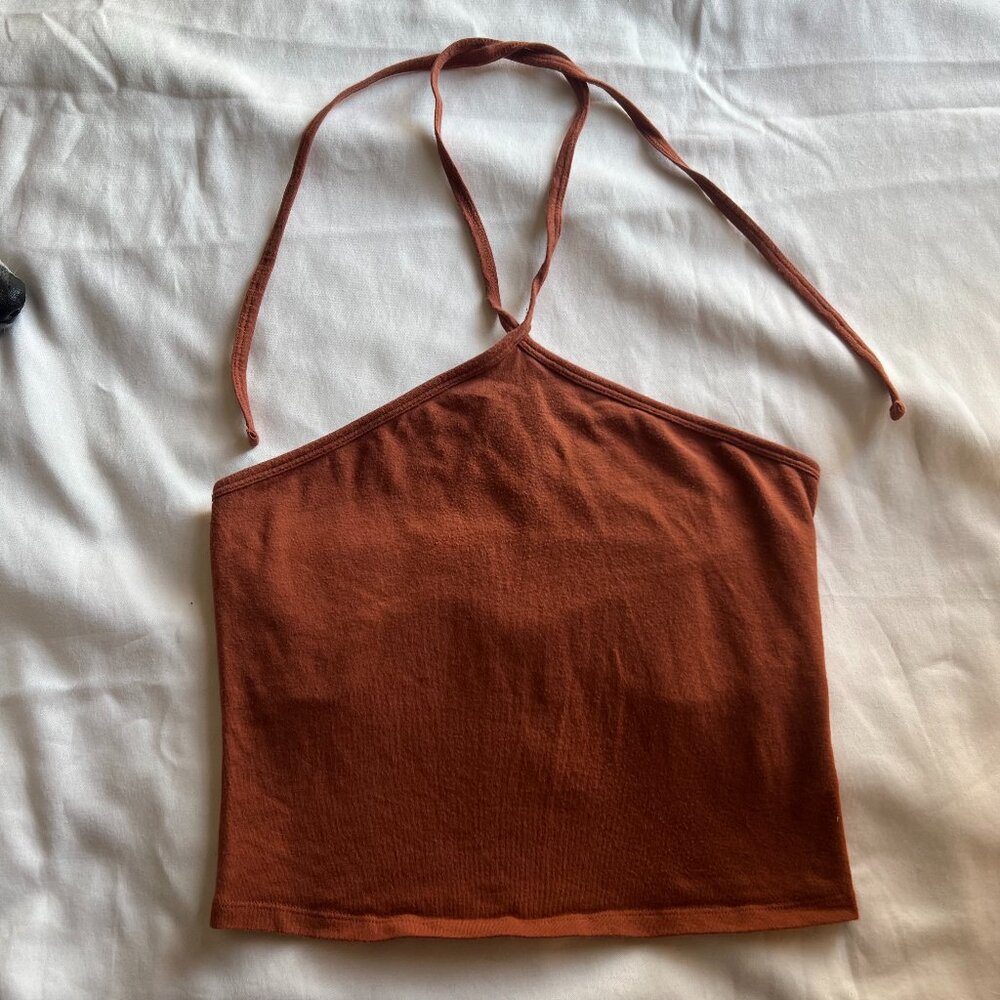 Hollister orange halter crop top